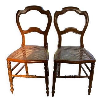 Paire de chaises cannées Louis Philippe