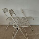 3 vintage folding chairs Talin design Italian 70s - mesh metal