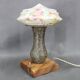 Lampe de table en laiton, bois et verre, restaurée, années 1940
