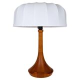 Mid-century table lamp in solid teak by Lisbeth Brams, Denmark, 1960s.
