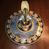 Ewer on base in Nevers earthenware Aintoine Montagnon max diameter 40 cm height 28cm