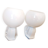 Pair of porcelain and opaline wall lights in Art Deco style