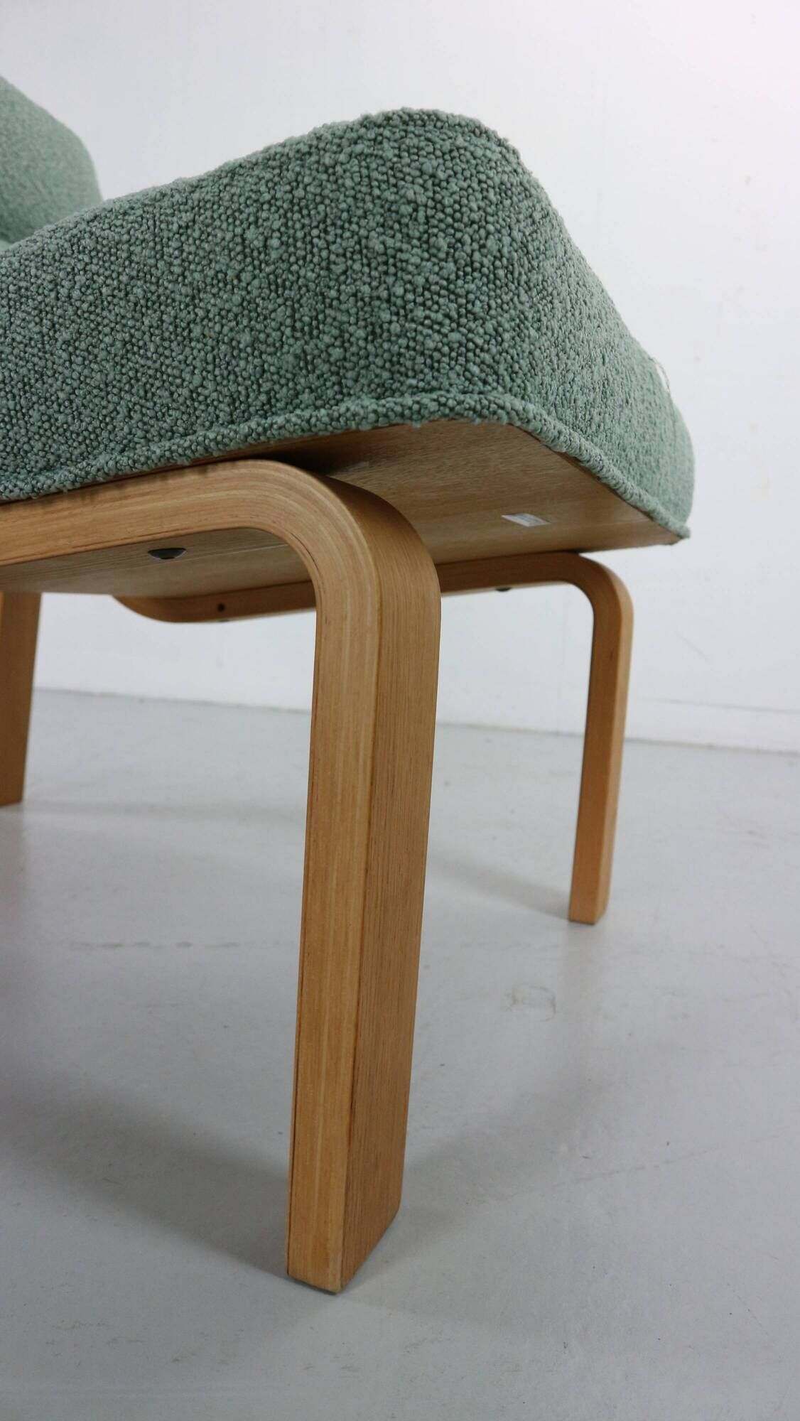 Danish Plywood Lounge Chair by Magnus Olesen,  in mint bouclé