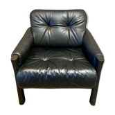 Fauteuil cuir noir design scandinave 1960