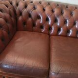 Sofa chesterfield brown leather four seats