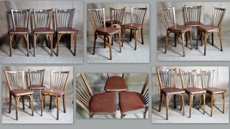 Set 3 chaises Baumann N°53 années 60/70