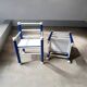 Paire de chaises enfants en bois bleu et blanc