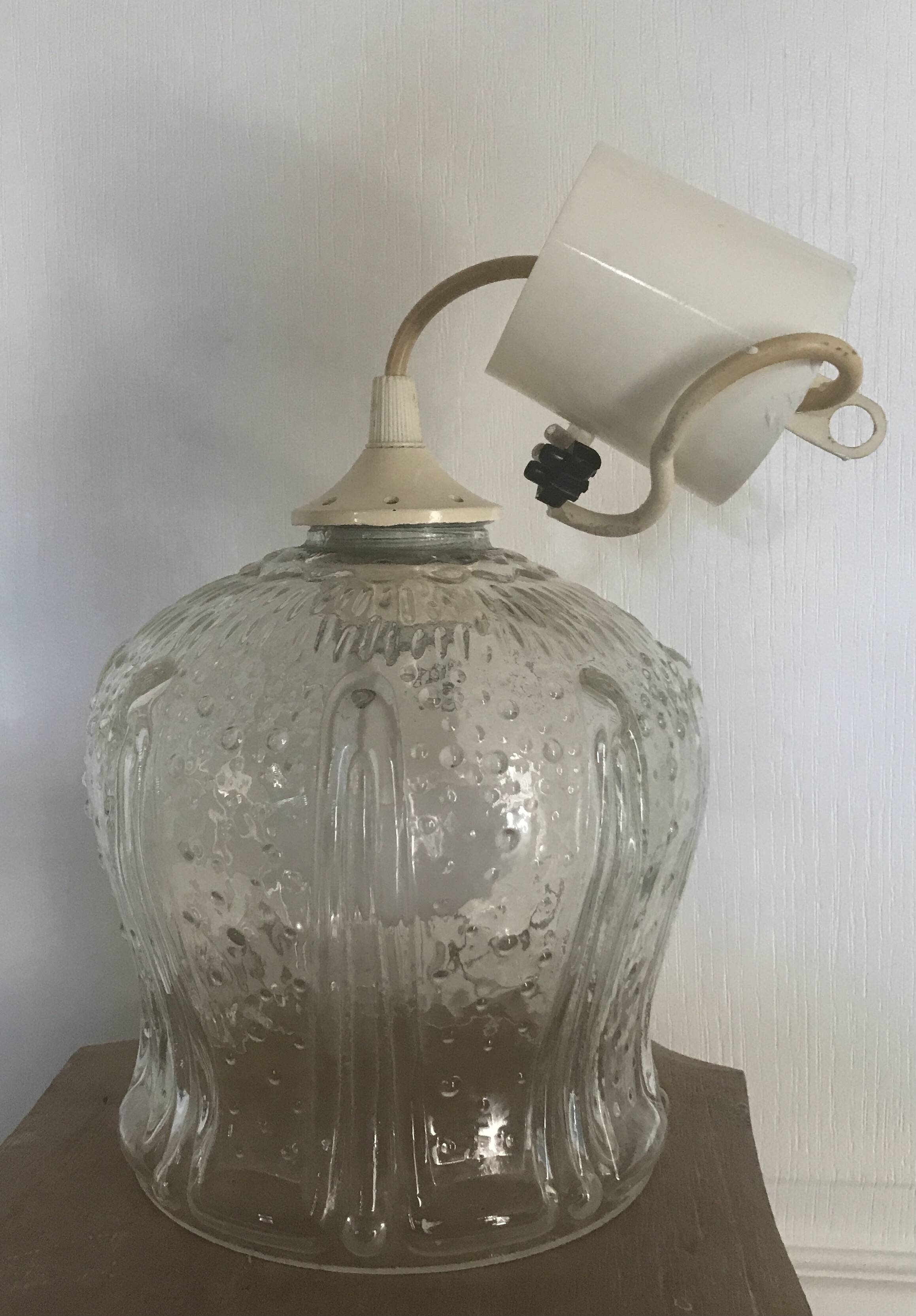 Vintage chandelier pendant lamp in molded glass tulip shape