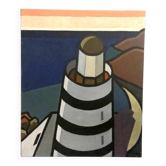 Peinture à l'huile sur toile "Le Phare" par Franco Prayer (1924)