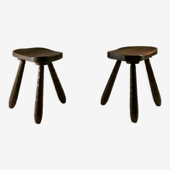 French tripod stools, 1930s, set of 2