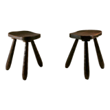 Tabourets tripodes français, 1930s, set de 2