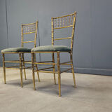 Pair of brass faux bamboo chairs, 1960s