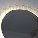 Large circular Boho wall lights with mirror in melted ice acrylic, 1970s
