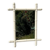 Vintage wooden turned mirror, white, rectangular, 1940s.