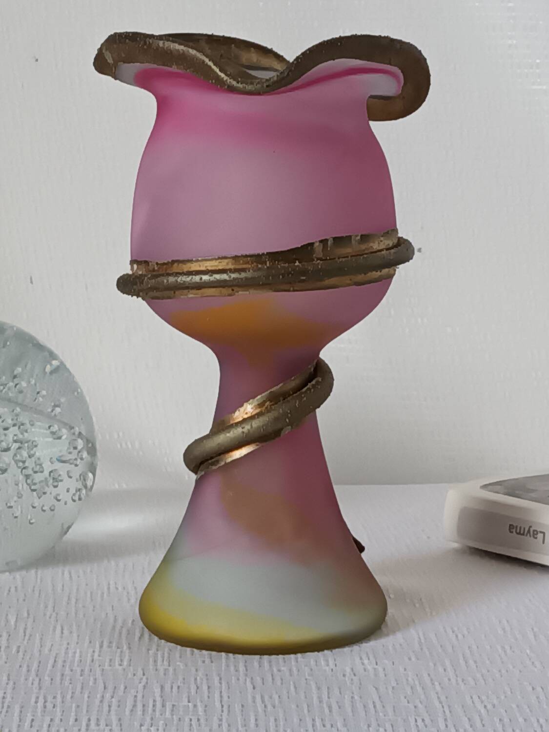 20th-century glass paste vase signed