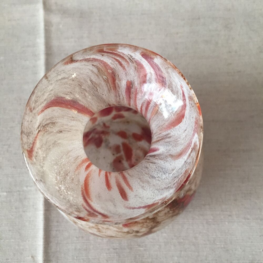 Vase made of glass paste of red beige and brown color