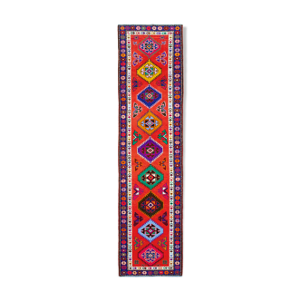 Handmade oriental red runner carpet 82 cm x 336 cm