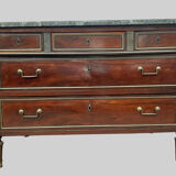 Commode style Lois XVI in mahogany Top of veined gray marble XIX century