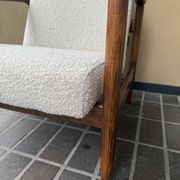 GFM-142 armchair, design by Edmund Homa from the 70s, white ivory boucle - 2 pieces available