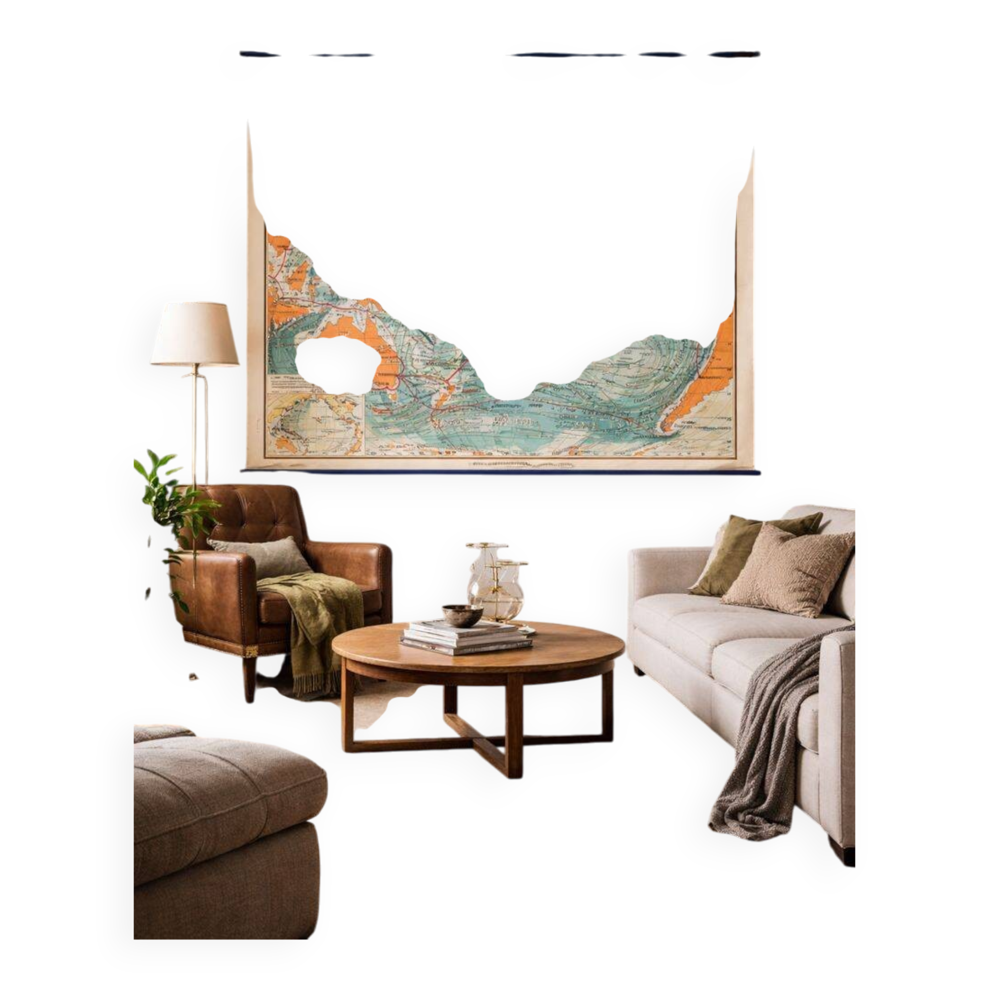 Large vintage school wall map – Pacific Ocean