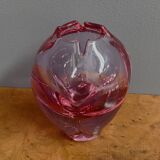 Red Glass vase "tulip" top 1960s