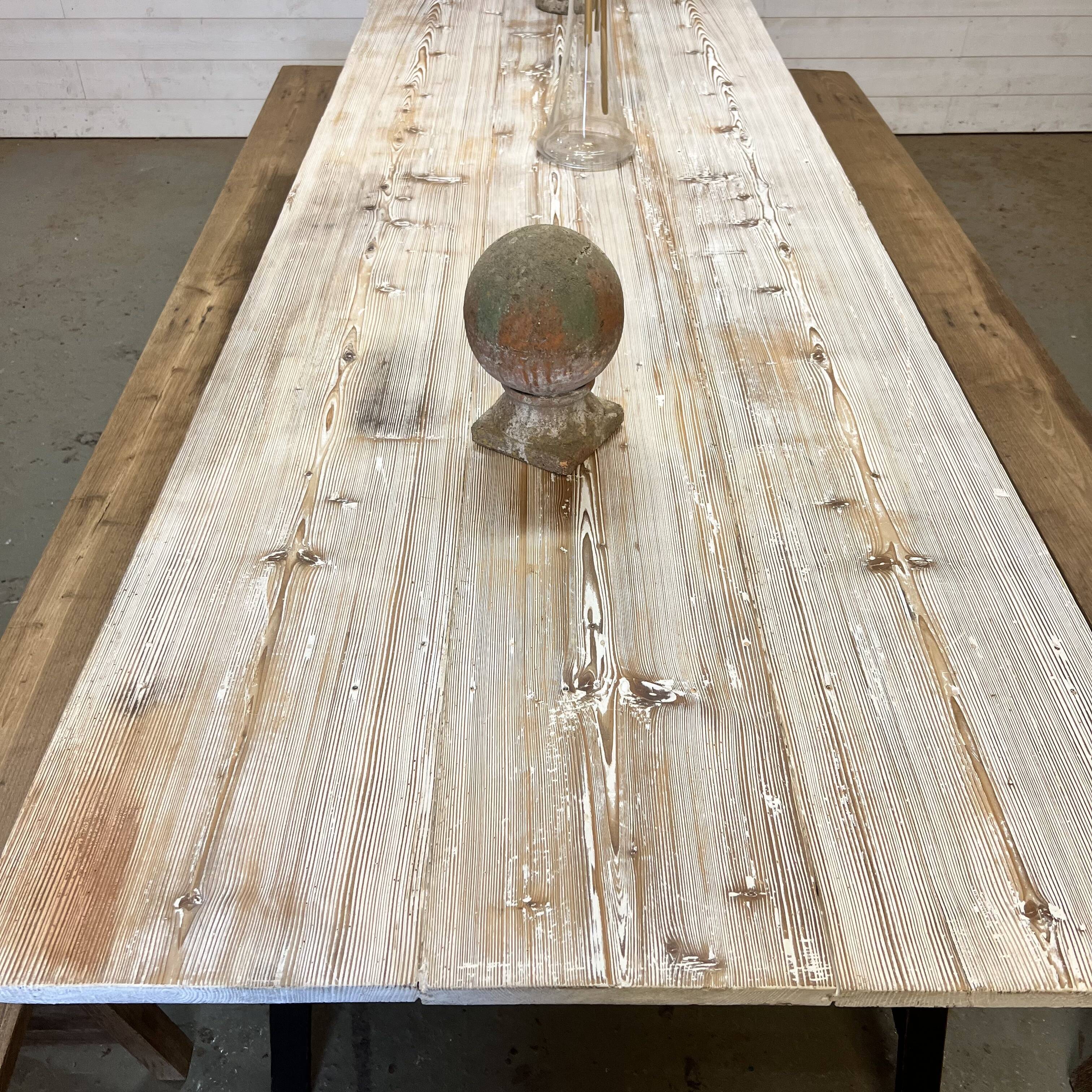 Large pine guinguette farm table