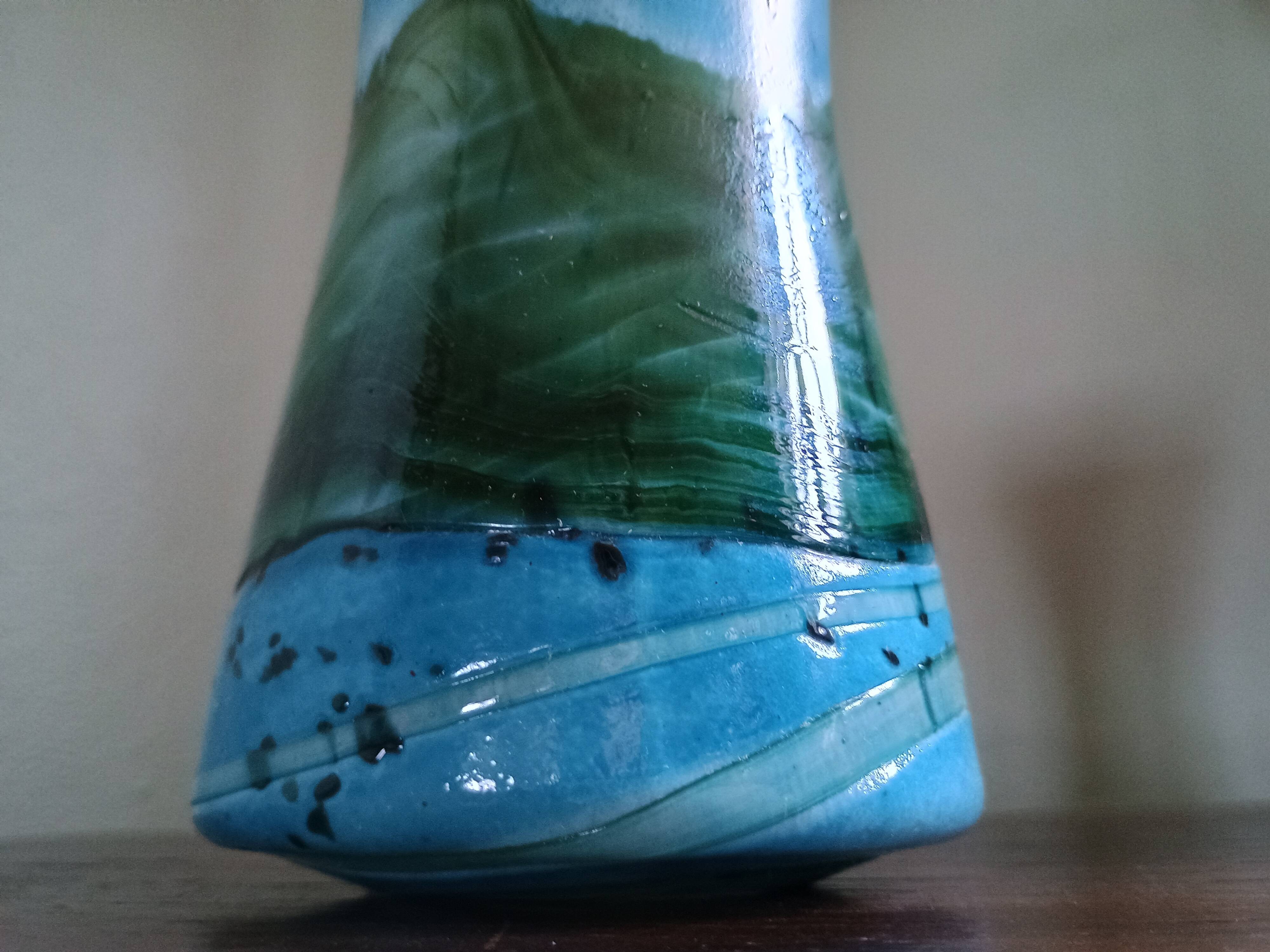 GOZO Malta - Vintage vase model "Algues" - blue & green glass