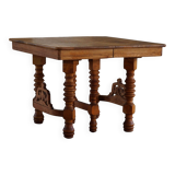Square dining room/office table from the 19th century, baroque, Danish cabinetmaker.