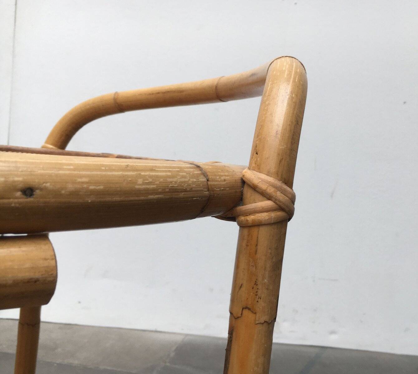 Vintage service dessert in Italian rattan and bamboo by Dal Vera.