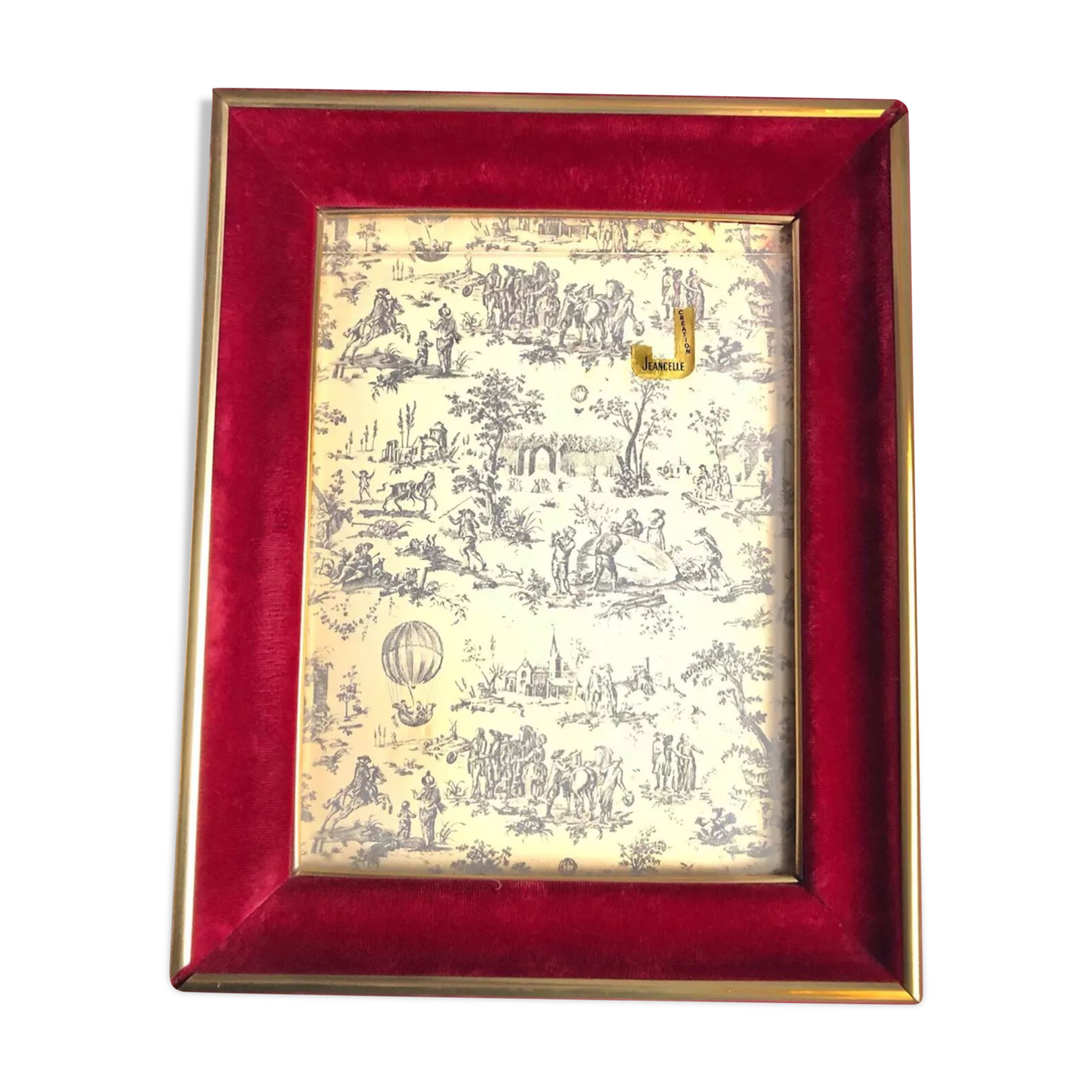 Photo frame in red velvet Bordeaux CREATION JEANCELLE - Vintage 50s