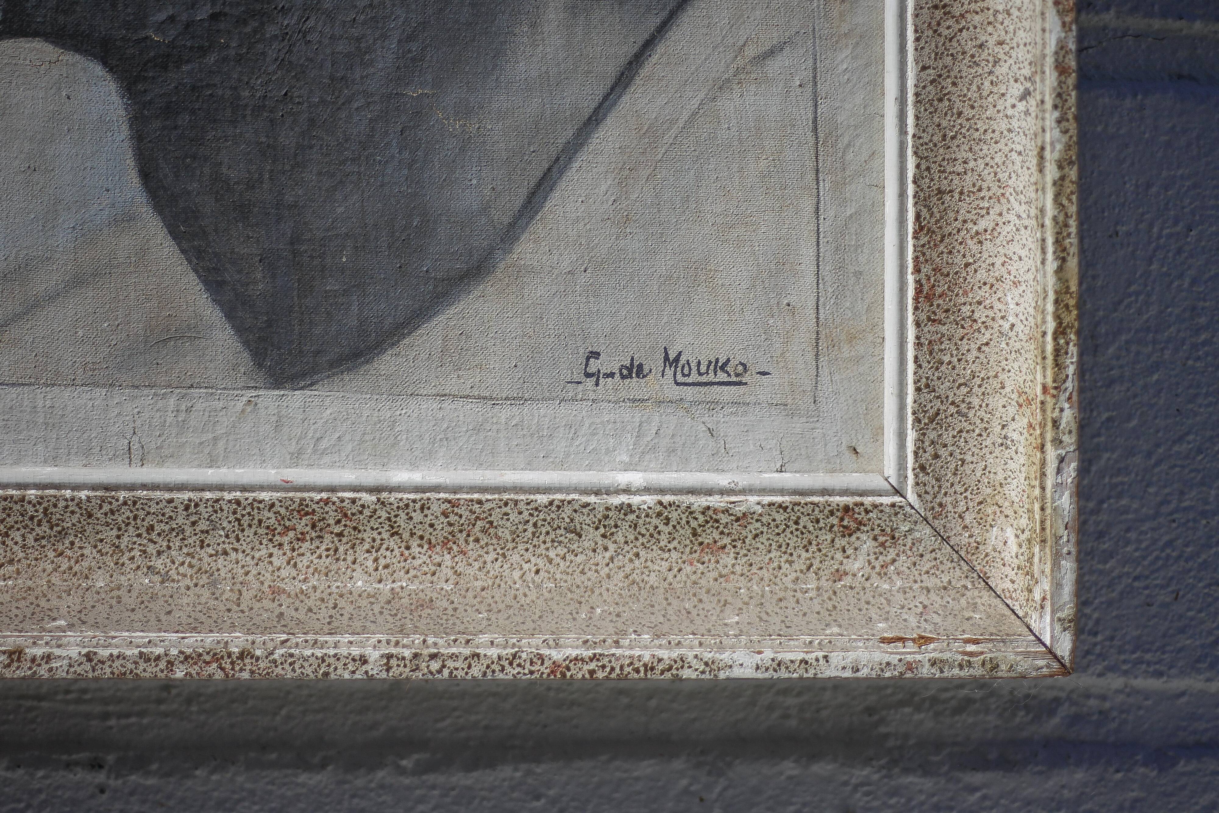 Painting signed Gaspard de Mouko, painting on canvas orientalist portrait 30's