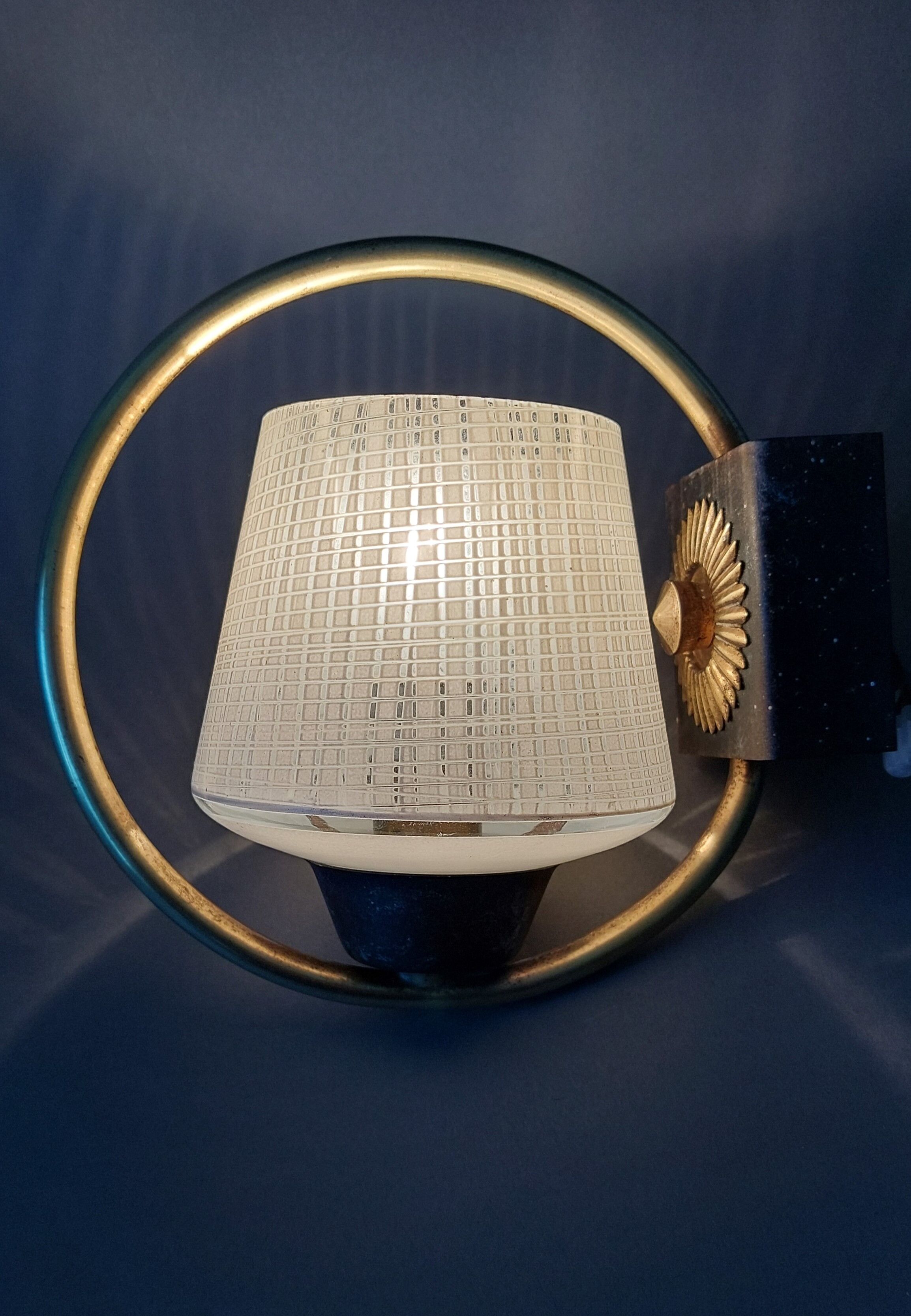 Night light 1960 in brass and black metal Vintage.