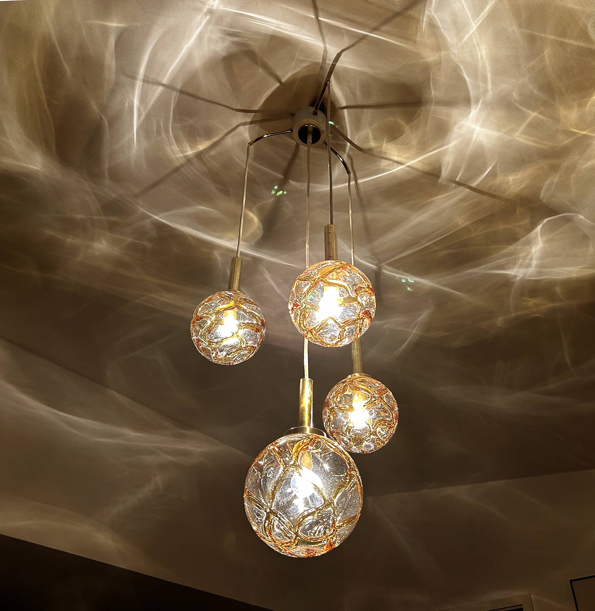 Large Mid Century  Bubble Glass Pendant Light