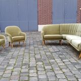 Danish Scandinavian modular corner sofa of years soft 50 green glossy