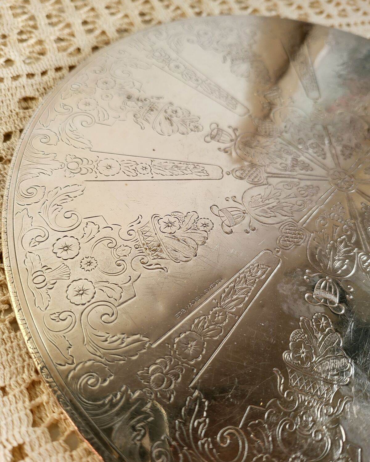 Silver-plated metal trivet EPB made in Sweden