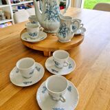 Berry porcelain tea/coffee service - S.F.P. - Blue floral decoration