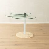 Sculptural side table from the 1980s with swiveling glass plates and a solid marble base
