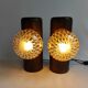 Pair of vintage solid wood lamps