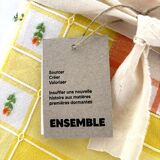 Ecru tablecloth, central pattern, vintage fabric
