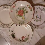 Set of four retro fruit and flower flat plates from Moustiers...