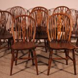 Set Of 10 19th Century Windsor Wheelback Chairs