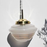 Frosted molded glass globe with gold edging