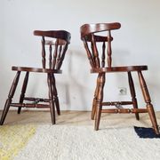 Set of 4 Western Bistro Chairs in Solid Wood – Vintage Pub Style