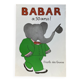 Affiche Babar a 50 ans ! 42x60cm l’école des loisirs