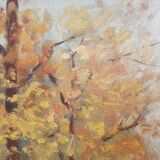 Tableau ancien "paysage d'automne" France milieu XXème