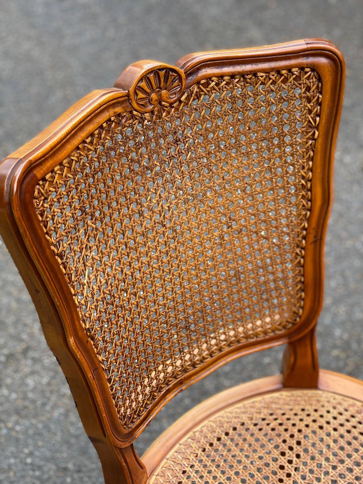 4 Louis XV chairs in solid wood and cane