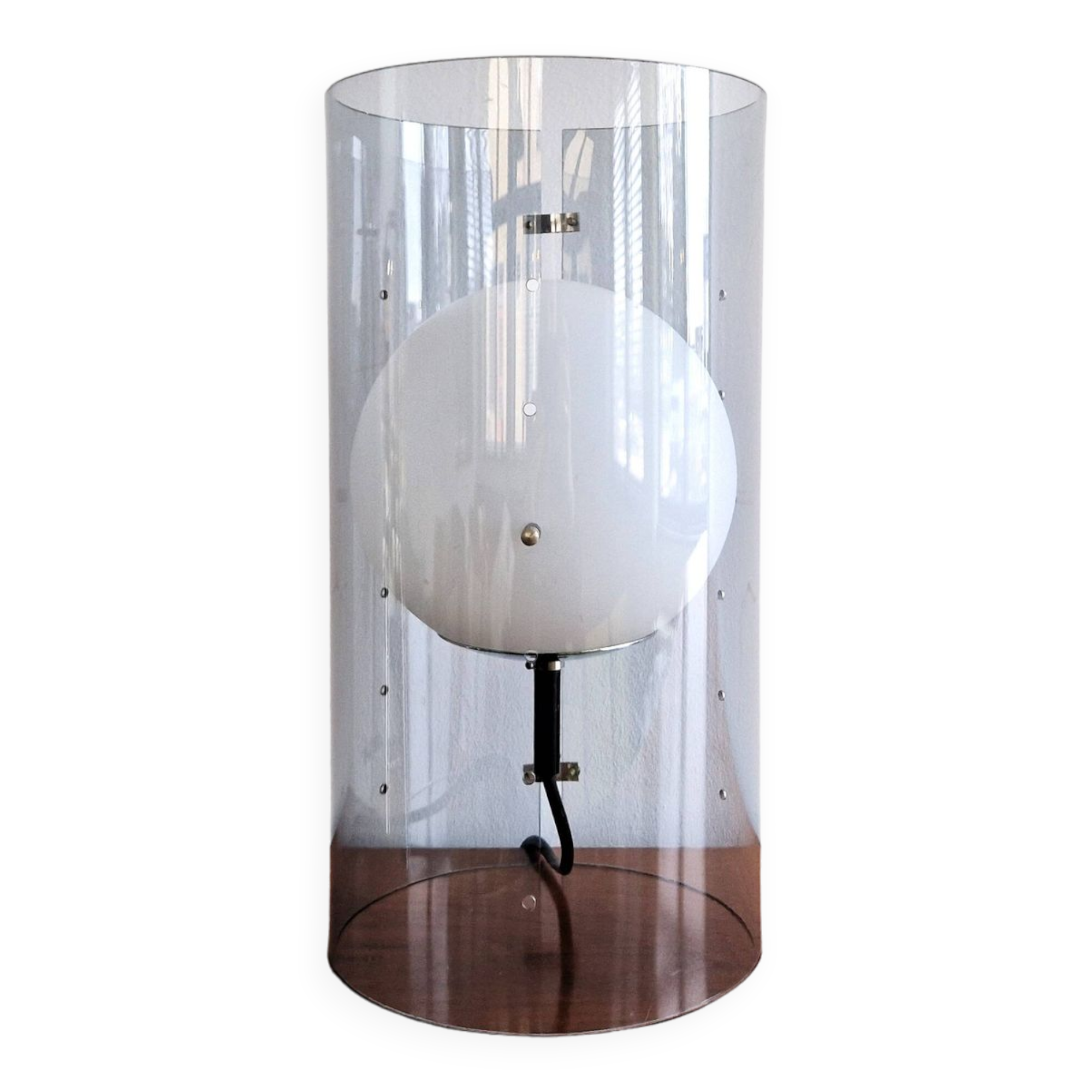 Model D-2045 Cylindrical table lamp with globe for Raak Amsterdam, The Netherlands 1960's