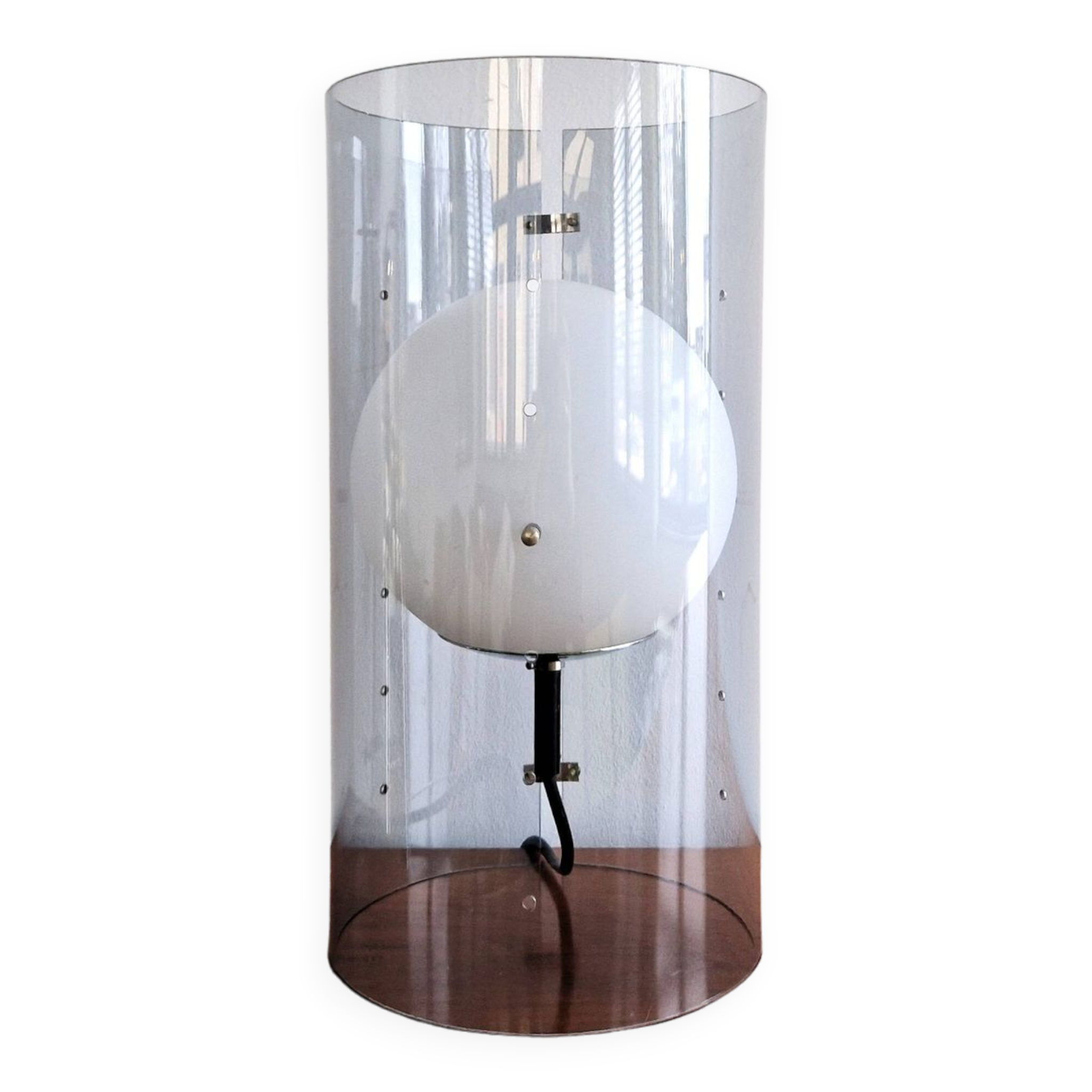 Model D-2045 Cylindrical table lamp with globe for Raak Amsterdam, The Netherlands 1960's