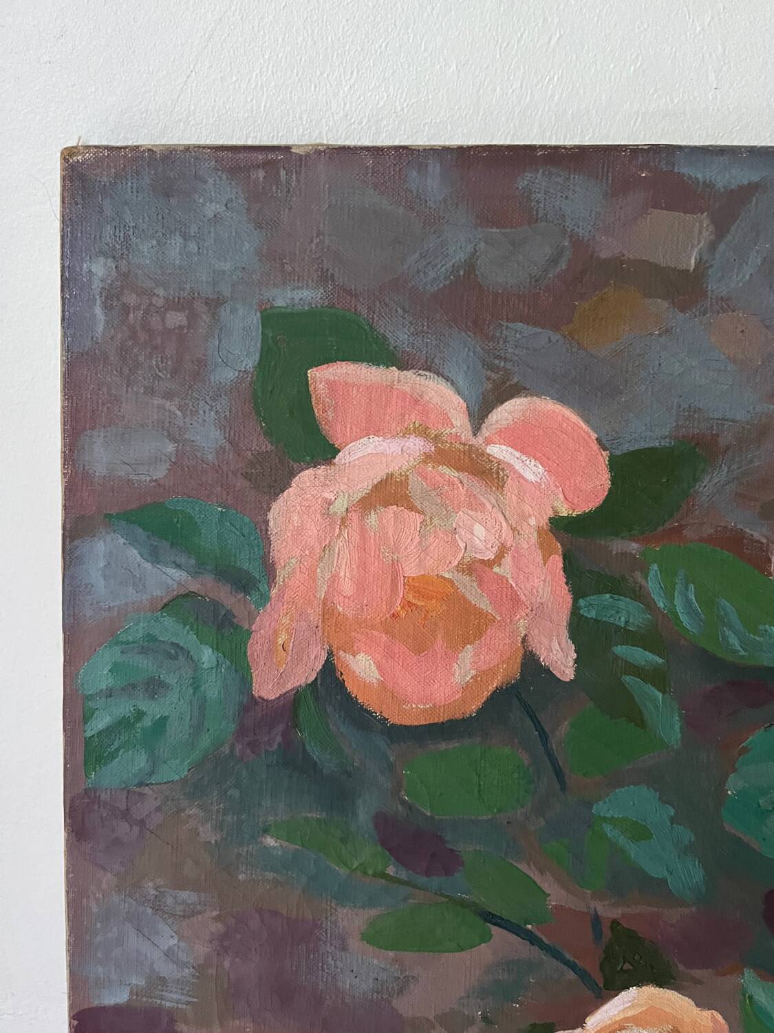 The roses, oil on canvas signed Mahelin.