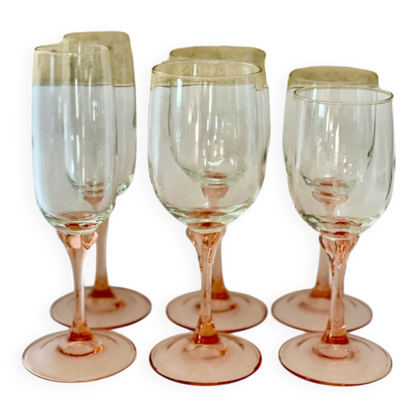 Set de 6 verres à pied bicolores rose Luminarc Véronèse